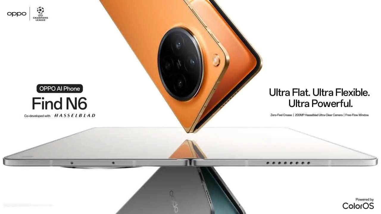 أوبو تزيح الستار عن هاتف Find N6 الجديد المدعوم بتقنيات الذكاء الاصطناعي